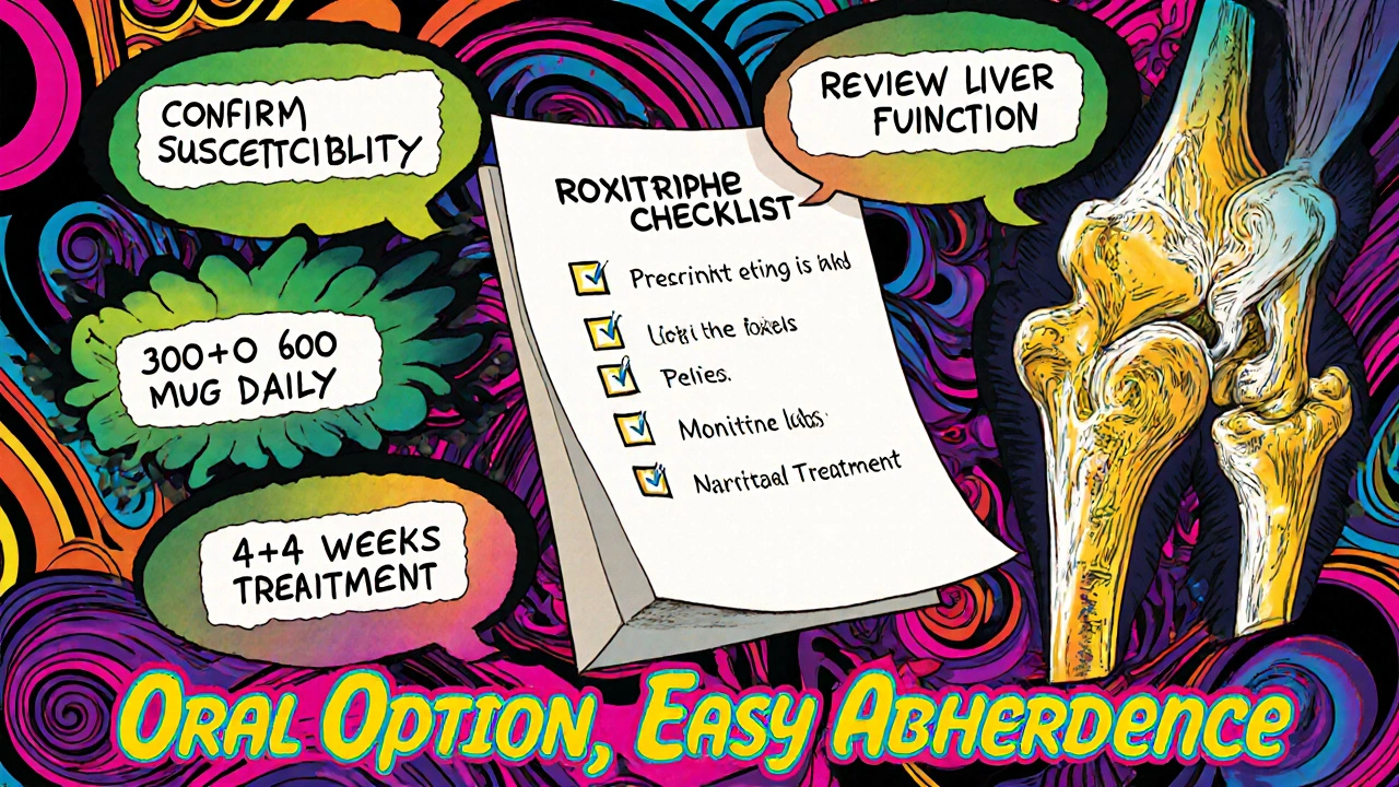 Clinician&#039;s checklist items float above healing bone joints in psychedelic style.