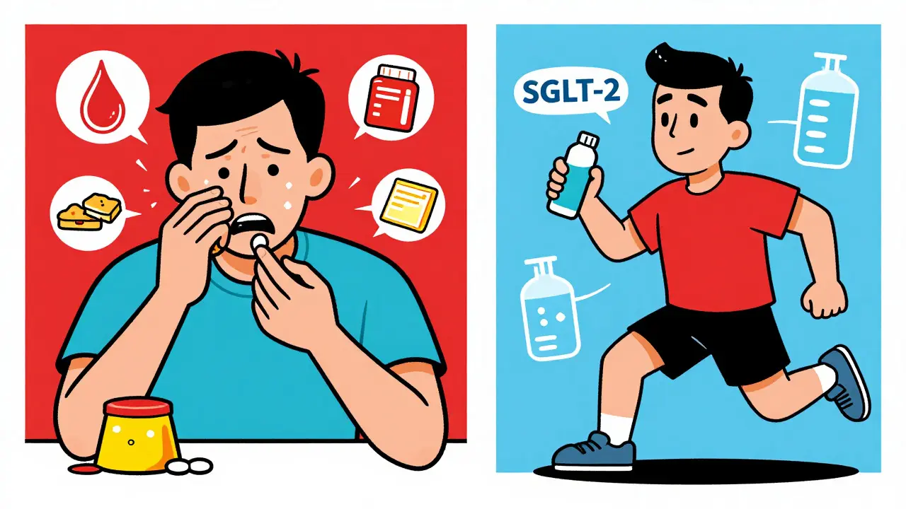 Illustration comparing side effects of different diabetes drug classes