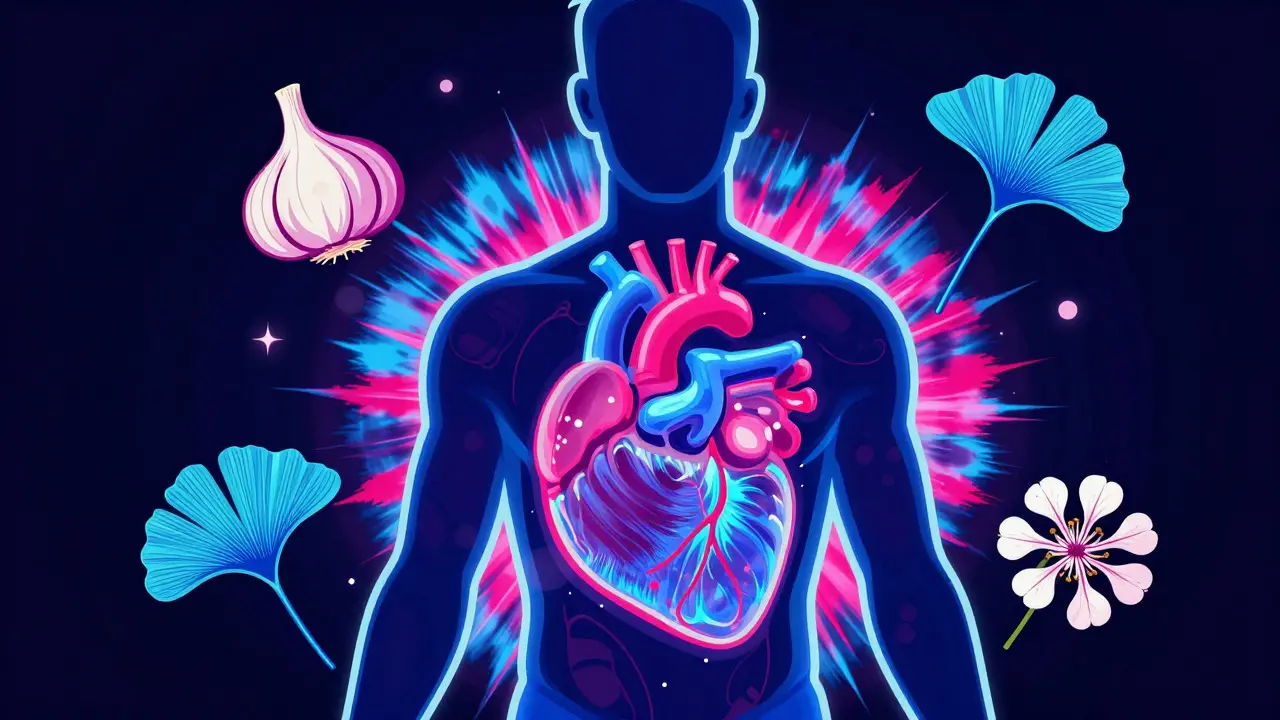 Stylized graphic showing herbal drug interaction risks